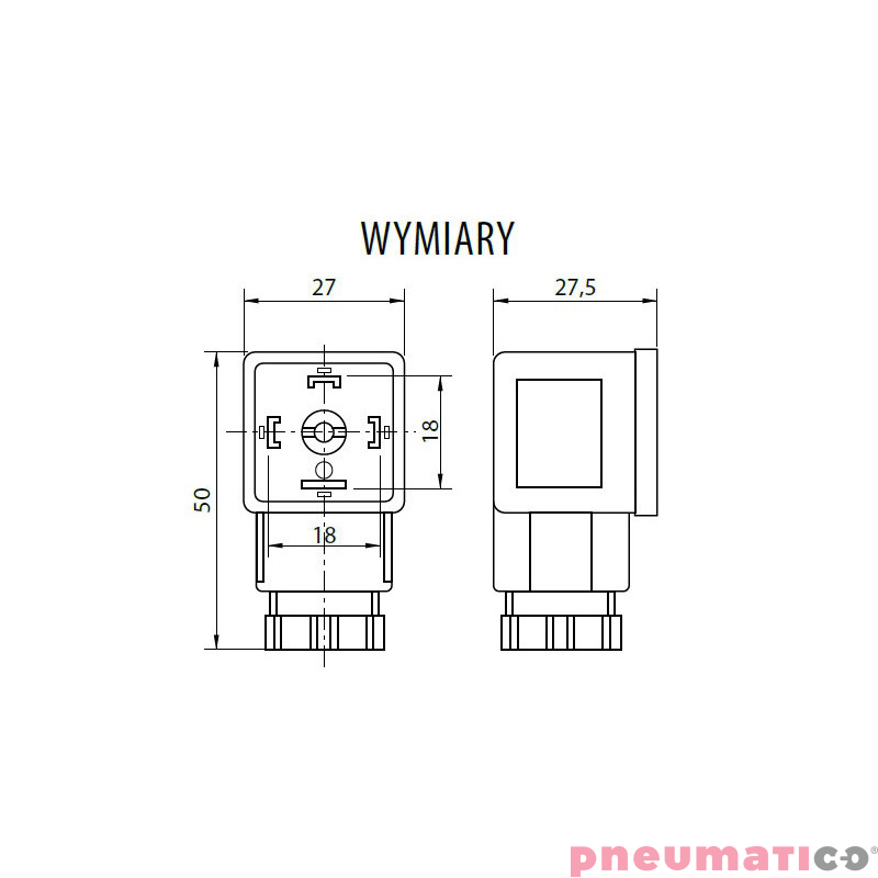 Wtyczka RQE typ DL2 DC 18mm LED do cewek CS22/CS2 RQS RQEDL2DC Wtyczka RQE typ DL2 DC 18mm LED do cewek CS22/CS2 RQS RQEDL2DC