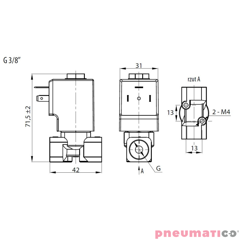 Zawór RQE TYP ED11 G3/8" DN5.0 2/2 NC mosiądz VITON RQS RQEED115.0FG03MSV bez cewki Zawór RQE TYP ED11 G3/8" DN5.0 2/2 NC mosiądz VITON RQS RQEED115.0FG03MSV bez cewki
