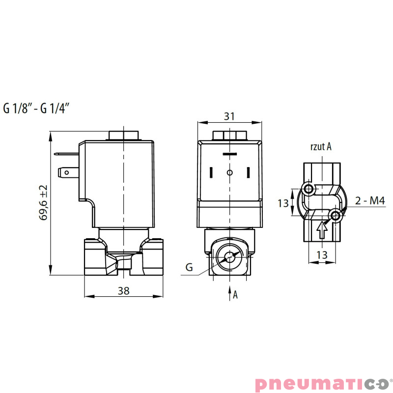 Zawór RQE TYP ED41 G1/4" DN5.0 2/2 NC nierdzewny VITON RQS RQEED415.0FG02S4V bez cewki Zawór RQE TYP ED41 G1/4" DN5.0 2/2 NC nierdzewny VITON RQS RQEED415.0FG02S4V bez cewki
