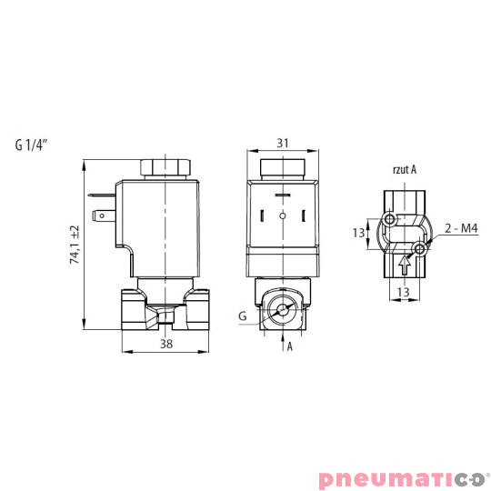 Zawór RQE TYP ED51 G1/4" DN2.5 2/2 NO nierdzewny VITON RQS RQEED512.5FG02S4V bez cewki Zawór RQE TYP ED51 G1/4" DN2.5 2/2 NO nierdzewny VITON RQS RQEED512.5FG02S4V bez cewki