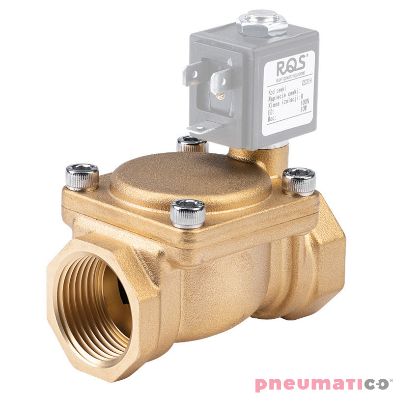 Zawór RQE typ EM11 G1/2" DN15 2/2 NC mosiądz NBR RQS RQEEM1115FG04MSN bez cewki Zawór RQE typ EM11 G1/2" DN15 2/2 NC mosiądz NBR RQS RQEEM1115FG04MSN bez cewki