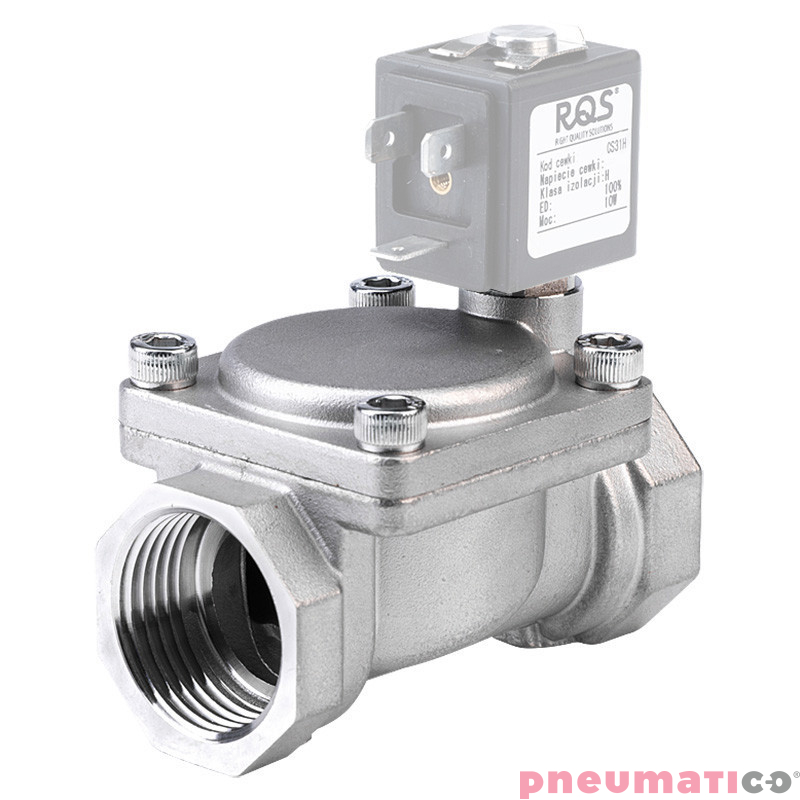 Zawór RQE typ EM41 G1/2" DN15 2/2 NC VITON nierdzewny RQS RQEEM4115FG04S4V bez cewki Zawór RQE typ EM41 G1/2" DN15 2/2 NC VITON nierdzewny RQS RQEEM4115FG04S4V bez cewki