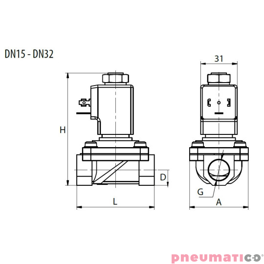 Zawór membranowy RQE typ EL21 G1" DN25 2/2 NO mosiądz VITON RQS RQEEL2125FG08MSV bez cewki Zawór membranowy RQE typ EL21 G1" DN25 2/2 NO mosiądz VITON RQS RQEEL2125FG08MSV bez cewki