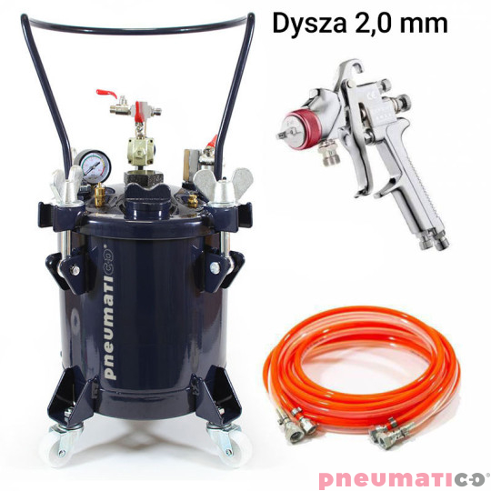 Zestaw - zbiornik ciśnieniowy do natrysku / malowania 10L ZB10-1-1 bez mieszadła / węże / pistolet EXPERT HP dysza 2,0 mm