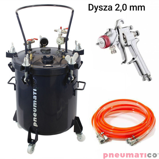 Zbiornik ciśnieniowy do natrysku 40L bez mieszadła Pneumatico Tank ZB40-1-1E-20 + pistolet lakierniczy EXPERT HP 2,0 mm + wąż
