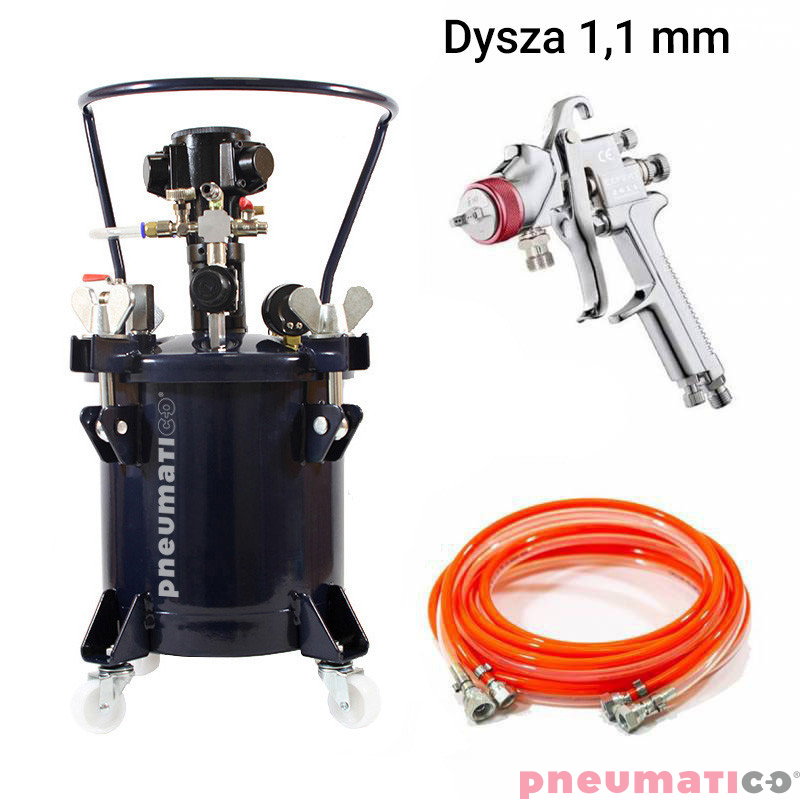 Zbiornik ciśnieniowy do natrysku 10L z mieszadłem Pneumatico Tank MP10-1-1E-14 + pistolet lakierniczy EXPERT HP 1,4 mm + wąż Zbiornik ciśnieniowy do natrysku 10L z mieszadłem Pneumatico Tank MP10-1-1E-14 + pistolet lakierniczy EXPERT HP 1,4 mm + wąż