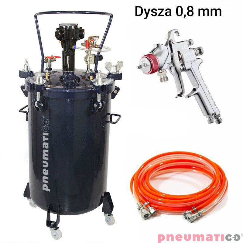 Zbiornik ciśnieniowy do natrysku 60L z mieszadłem Pneumatico Tank MP60-1-1E-11 + pistolet lakierniczy EXPERT HP 1,1 mm + wąż Zbiornik ciśnieniowy do natrysku 60L z mieszadłem Pneumatico Tank MP60-1-1E-11 + pistolet lakierniczy EXPERT HP 1,1 mm + wąż
