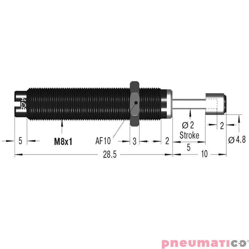 Amortyzator przemysłowy samonastawny skok 5mm MC10EUML-B ACE Amortyzator przemysłowy samonastawny skok 5mm MC10EUML-B ACE