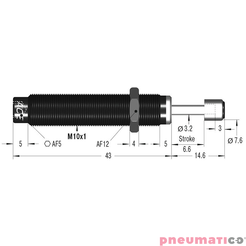Amortyzator przemysłowy samonastawny skok 6mm MC25EUML ACE Amortyzator przemysłowy samonastawny skok 6mm MC25EUML ACE