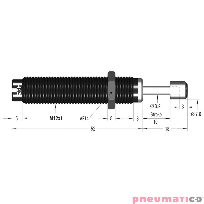 Amortyzator przemysłowy samonastawny skok 10mm MC75EUM-1 ACE Amortyzator przemysłowy samonastawny skok 10mm MC75EUM-1 ACE