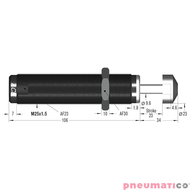 SC650EUM-8 Amortyzator przemysłowy ACE samonastawny skok 23mm ME (max) 2630 kg SC650EUM-8 Amortyzator przemysłowy ACE samonastawny skok 23mm ME (max) 2630 kg
