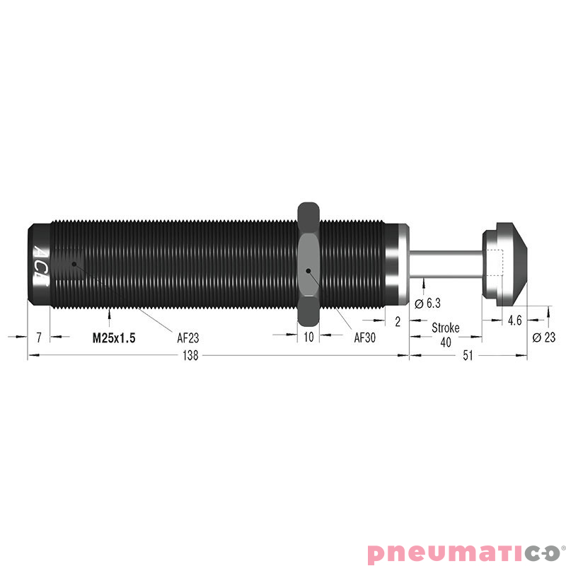 Amortyzator przemysłowy samonastawny skok 40mm SC925EUM-3 ACE Amortyzator przemysłowy samonastawny skok 40mm SC925EUM-3 ACE