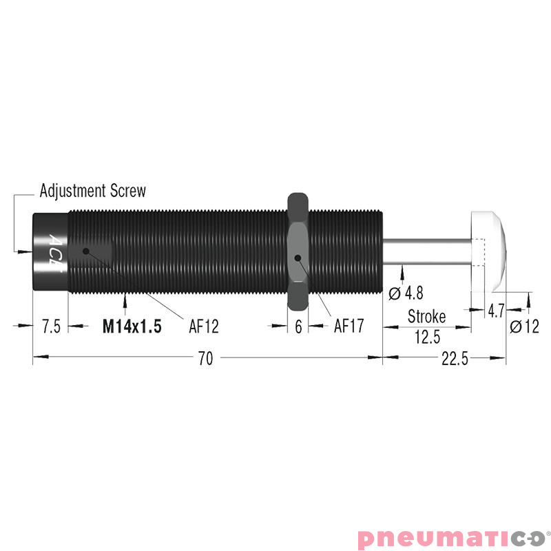 Amortyzator przemysłowy nastawny skok 12,7mm MA150EUM ACE Amortyzator przemysłowy nastawny skok 12,7mm MA150EUM ACE