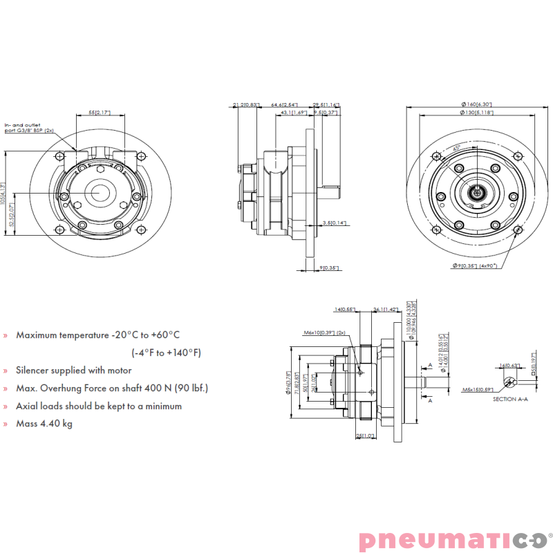 Silnik pneumatyczny GLOBE AIRMOTORS VA2J&X (A11002000) Silnik pneumatyczny GLOBE AIRMOTORS VA2J&X (A11002000)