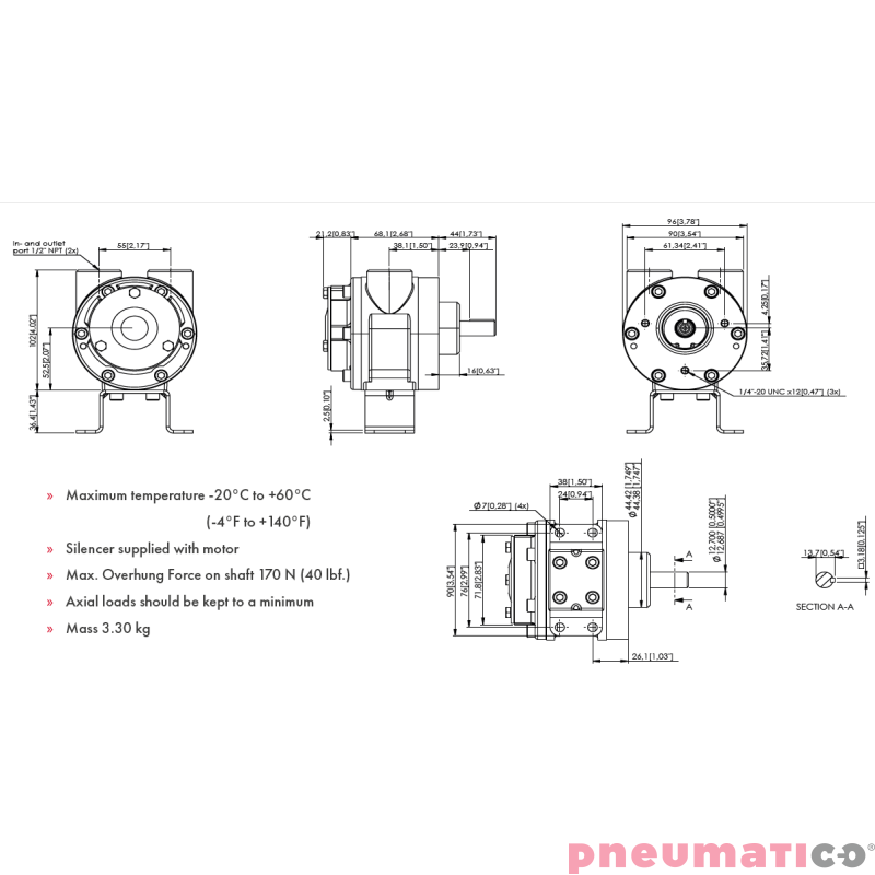 Silnik pneumatyczny GLOBE AIRMOTORS VA4J&X (A11004000) Silnik pneumatyczny GLOBE AIRMOTORS VA4J&X (A11004000)