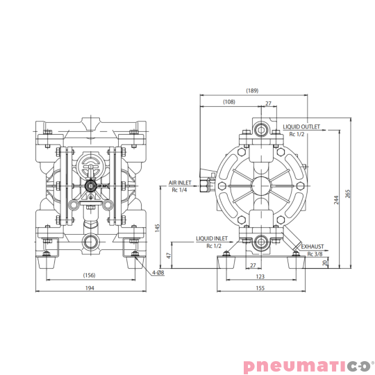 Pompa membranowa YAMADA G15AN00 1/2" ATEX