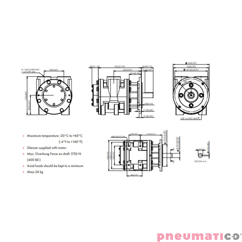 Silnik pneumatyczny GLOBE AIRMOTORS VA10C (A15009400) Silnik pneumatyczny GLOBE AIRMOTORS VA10C (A15009400)