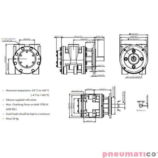 Silnik pneumatyczny GLOBE AIRMOTORS VA10C (A15009400) Silnik pneumatyczny GLOBE AIRMOTORS VA10C (A15009400)