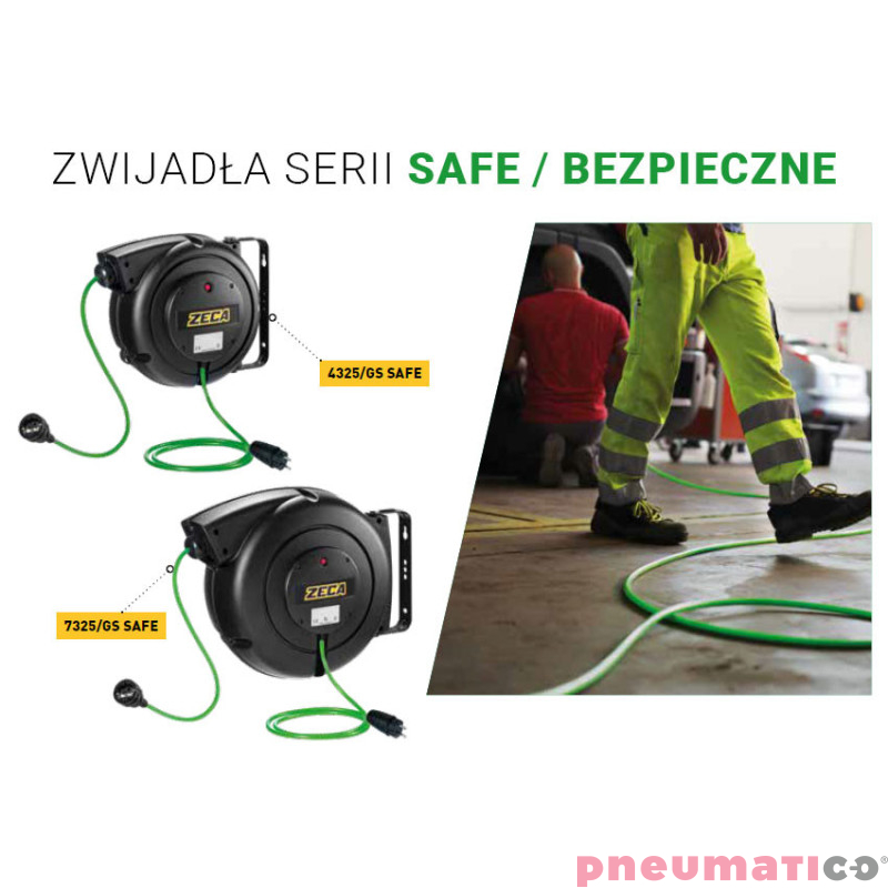 Przedłużacz "bezpieczny" z automatycznym zwijaniem 20m z gniazdem Schuko Zeca 7325/GSSAFE Przedłużacz "bezpieczny" z automatycznym zwijaniem 20m z gniazdem Schuko Zeca 7325/GSSAFE