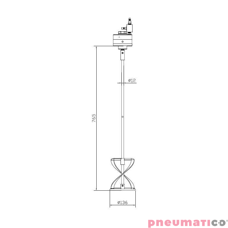Mieszadło pneumatyczne Pneumatico P-65-720 ATEX Mieszadło pneumatyczne Pneumatico P-65-720 ATEX
