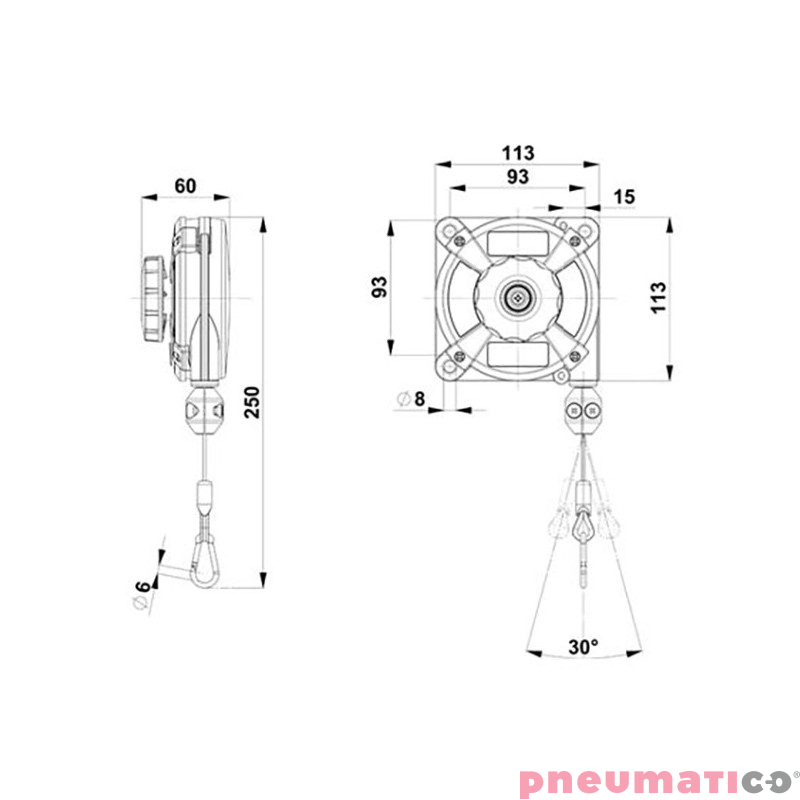 Balanser linkowy 621 ZECA 1-2kg 1600mm Balanser linkowy 621 ZECA 1-2kg 1600mm