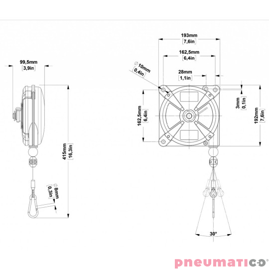 Balanser linkowy 623 ZECA 2-4kg 2500mm