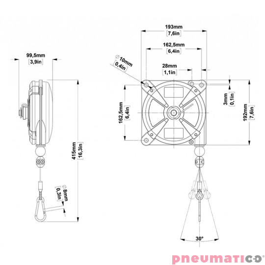 Balanser linkowy 627 ZECA 10-14kg 2500mm