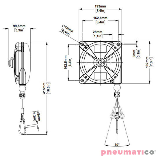 Balanser linkowy 634 ZECA 4-6kg 2500mm