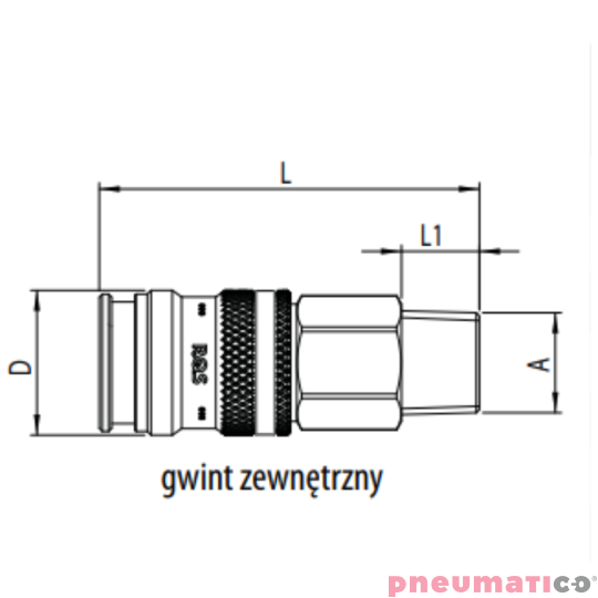 Szybkozłącze żeńskie z gw. zew Typ 225 KA 1/4" RQS 225KAAK13SPN
