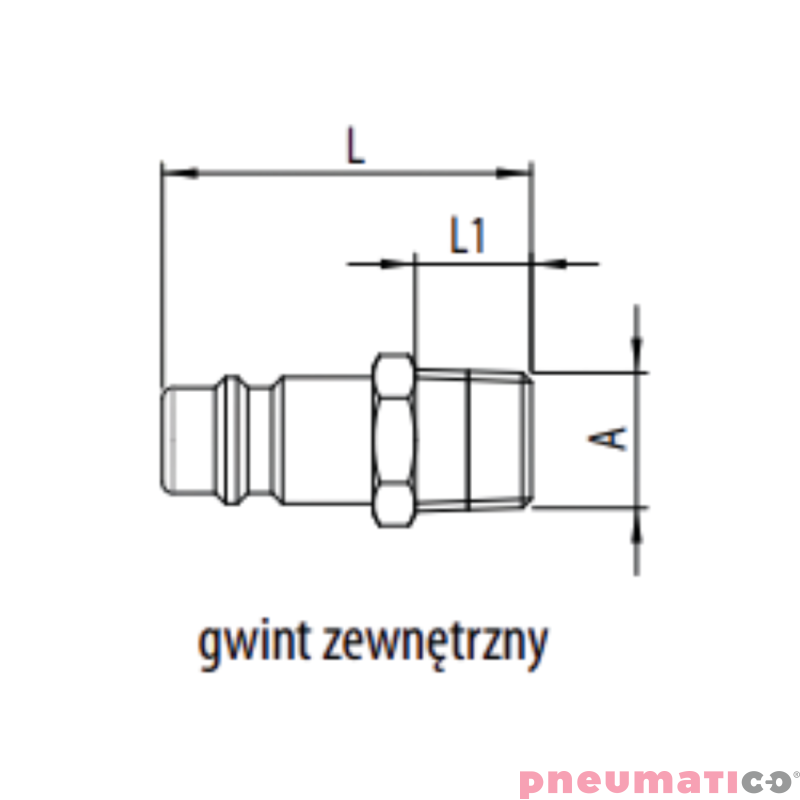 Złącze męskie z gw. zew. typ 225SF AK10 1/8" RQS 225SFAK10SXN
