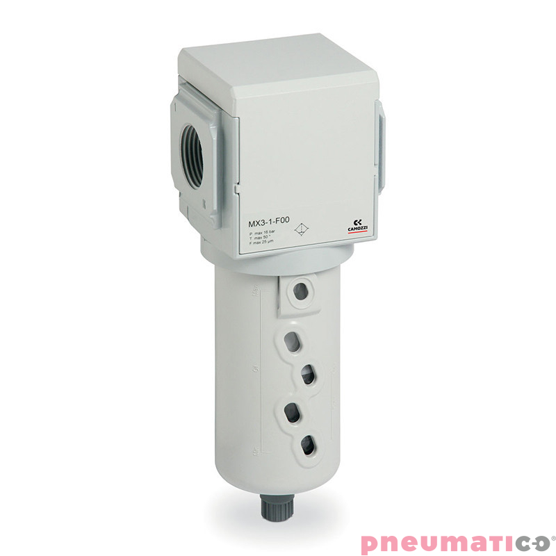 Filtr powietrza serii MX G1" z półautomatycznym spustem kondensatu 25 μm Camozzi MX3-1-F00