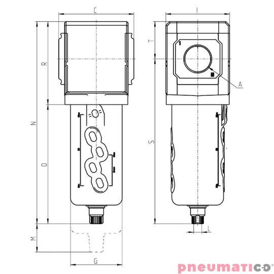 Filtr powietrza serii MX G1" z półautomatycznym spustem kondensatu 25 μm Camozzi MX3-1-F00