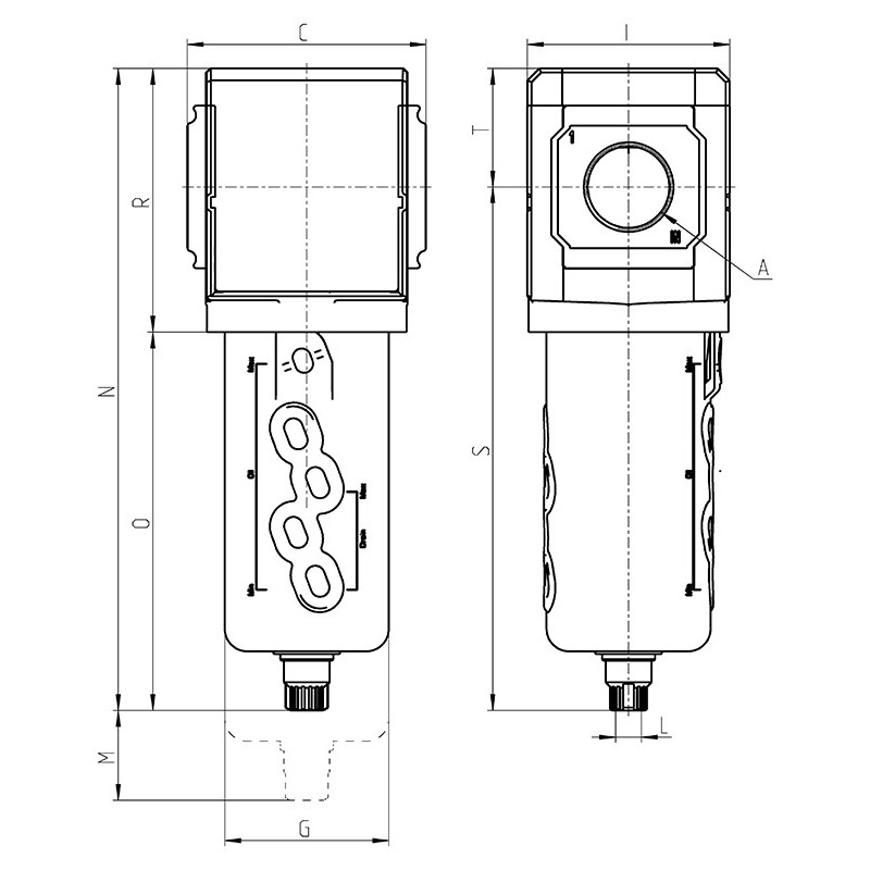 Filtr powietrza serii MX G3/8" z p&oacute;łautomatycznym spustem kondensatu 25&mu;m Camozzi MX2-38-F00