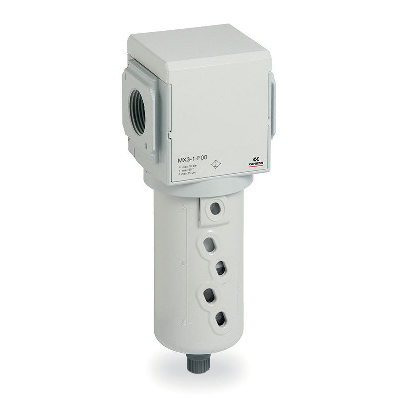 Filtr powietrza dokładny serii MX G1/2" z półautomatycznym spustem kondensatu 1μm Camozzi MX2-12-FC10 Filtr powietrza dokładny serii MX G1/2" z półautomatycznym spustem kondensatu 1μm Camozzi MX2-12-FC10