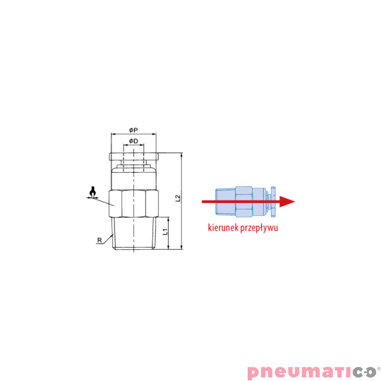 Złącze proste z zaworem zwrotnym na wejściu gw. zew. M5 TEKALAN RQVCM54/A