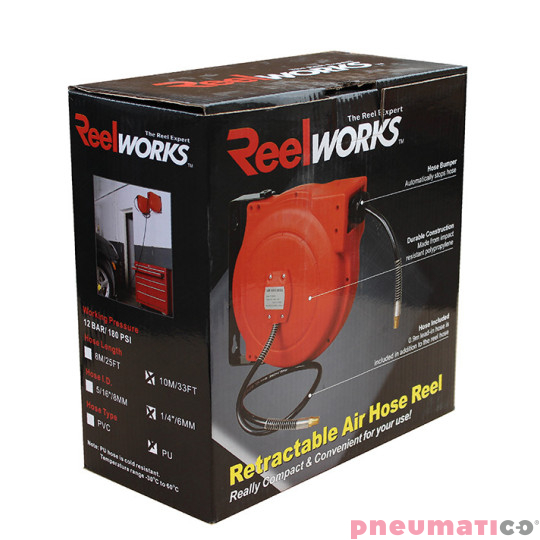 Zwijadło pneumatyczne Reel Works 10x6mm 10m L705102PU Zwijadło pneumatyczne Reel Works 10x6mm 10m L705102PU