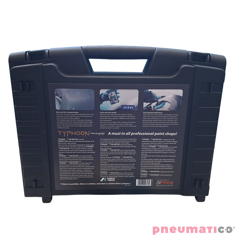Pistolet jonizujący antystatyczny jonizujący TYPHOON ION MASTER do lakierowania ANEST IWATA + manometr