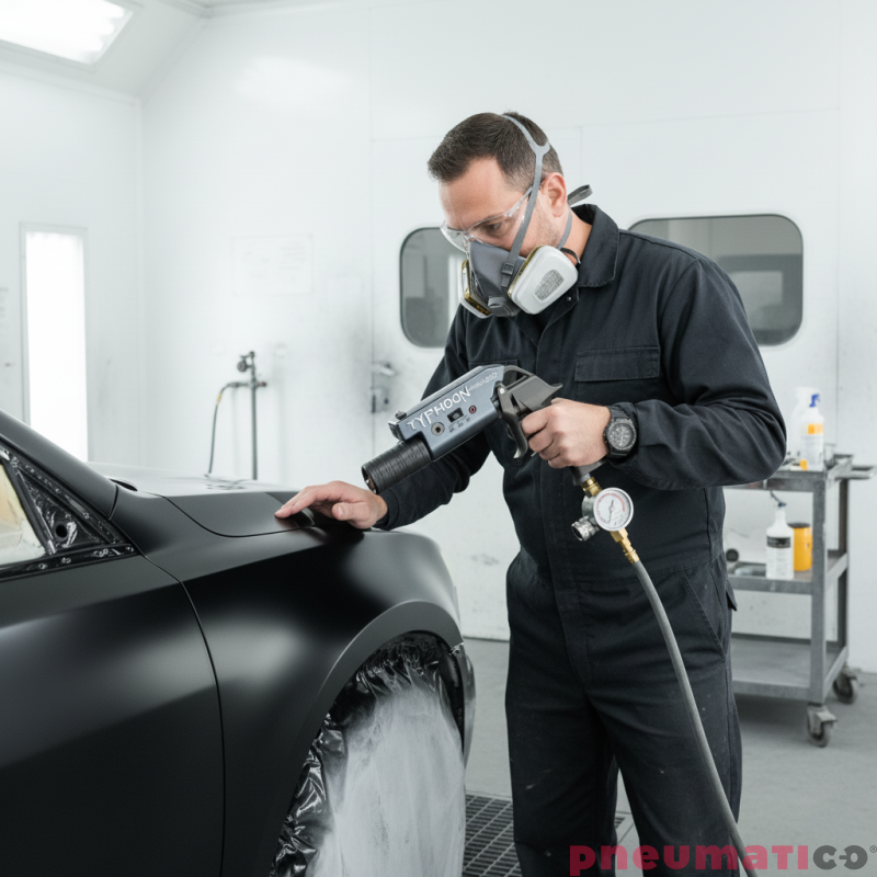 Pistolet jonizujący antystatyczny jonizujący TYPHOON ION MASTER do lakierowania ANEST IWATA + manometr