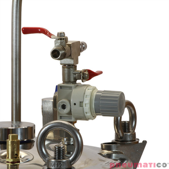 Zbiornik ciśnieniowy do malowania nierdzewny 20L bez mieszadła Agregat malarski ZB20SS Pneumatico Tank / Węże / Pistolet EXPERT HP dysza 1,1 mm