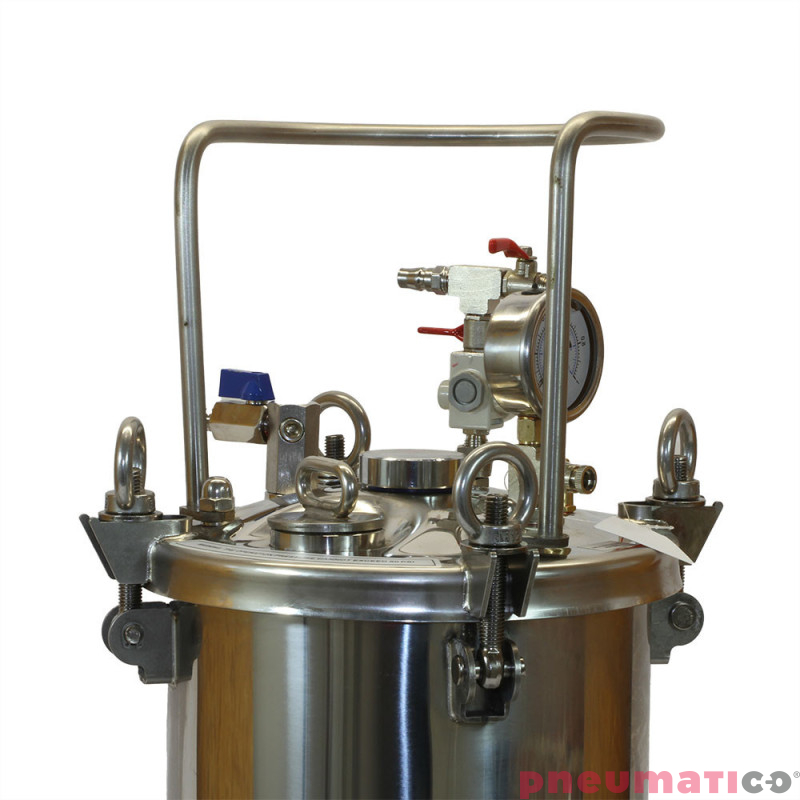 Zbiornik ciśnieniowy do malowania nierdzewny 20L bez mieszadła Agregat malarski ZB20SS Pneumatico Tank / Węże / Pistolet EXPERT HP dysza 1,4 mm