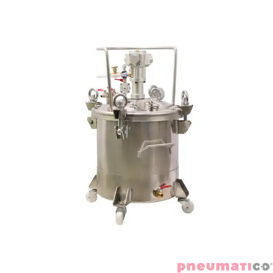 Zbiornik ciśnieniowy do natrysku nierdzewny 60L z mieszadłem Agregat malarski MP60SS Pneumatico Tank / Węże / Pistolet EXPERT HP dysza 1,1 mm