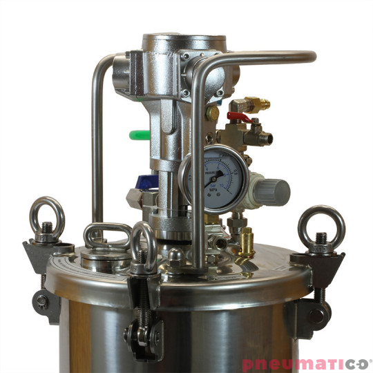 Zbiornik ciśnieniowy do natrysku nierdzewny 60L z mieszadłem Agregat malarski MP60SS Pneumatico Tank / Węże / Pistolet EXPERT HP dysza 1,4 mm