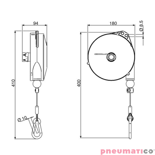 Balanser linkowy 9339NY TECNA 8-10kg 2500mm