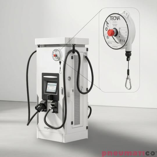 Balanser linkowy Tecna wraz ze stacją ładowania.