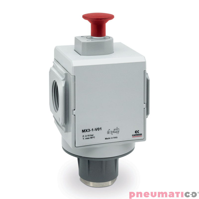 Zaw&oacute;r odcinająco-odpowietrzający ręczny G3/8" 3/2 seria MX Camozzi MX2-38-V01