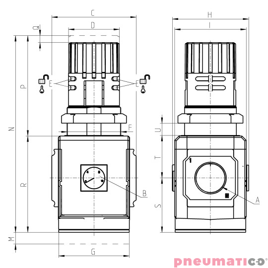 Reduktor ciśnienia G3/4" seria MX 0-4 bar z manometrem Camozzi MX3-34-R402