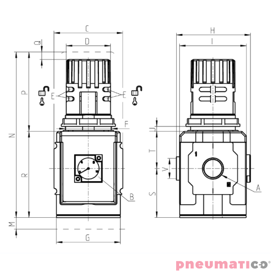 Modułowy reduktor ciśnienia G1/2" seria MX 0-4 bar z manometrem Camozzi MX2-12-M402