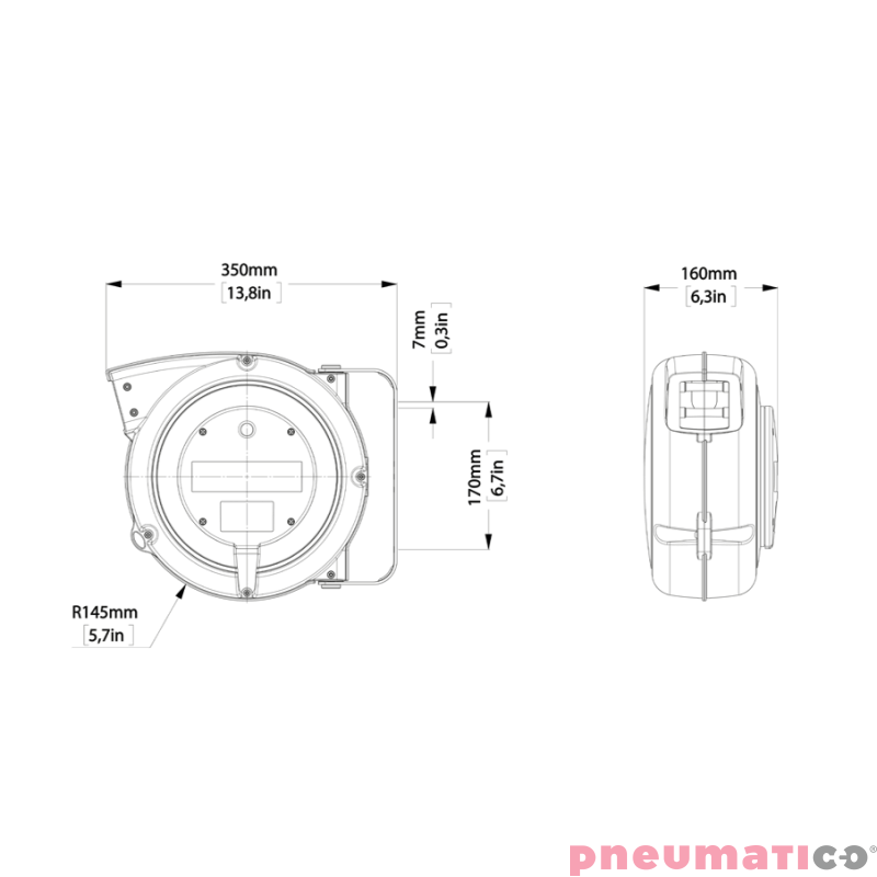 Zwijacz kablowy klasy przemysłowej 15m Zeca 4315 bez wtyczki i gniazda IP42 Zwijacz kablowy klasy przemysłowej 15m Zeca 4315 bez wtyczki i gniazda IP42