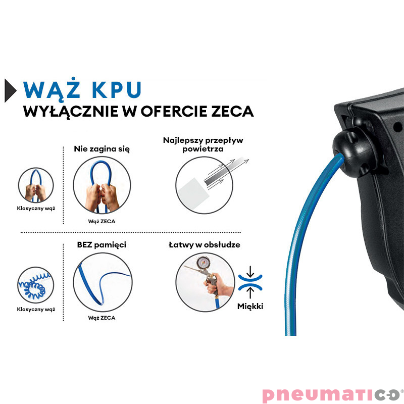 Przemysłowe zwijadło pneumatyczne 12x8mm ZECA 804/8 10m KPU