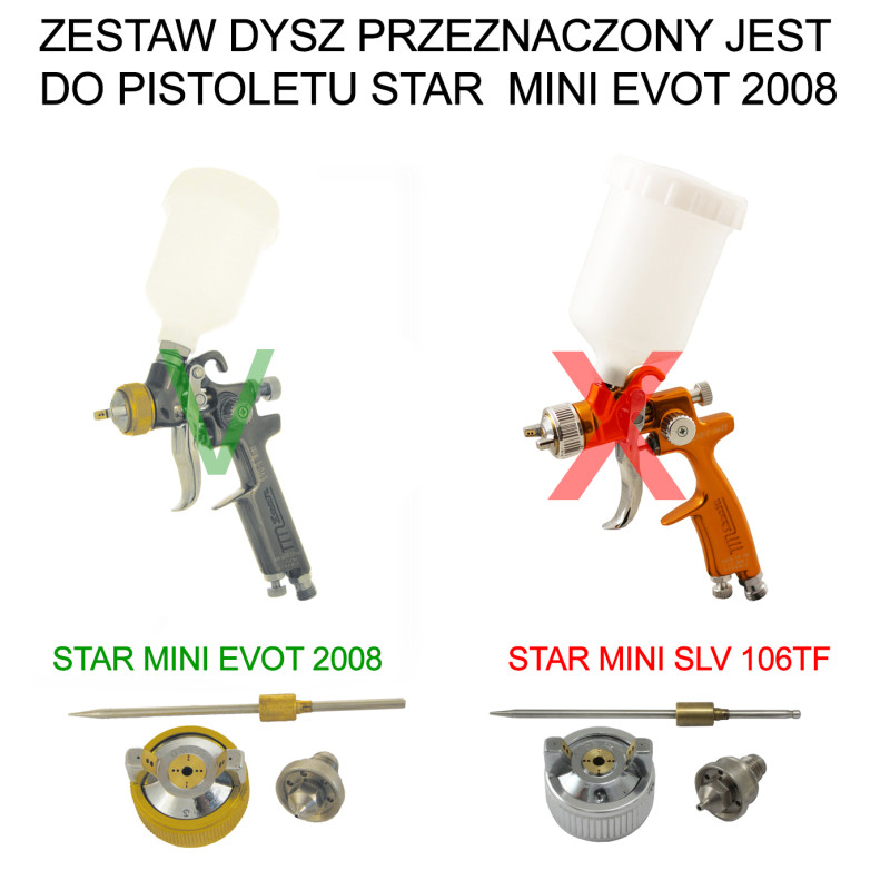 Zestaw dysz do pistoletu lakierniczego STAR MINI LVLP* 0.8mm GOLD EVO-T 2008